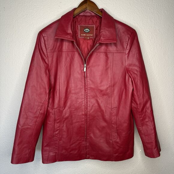 Vintage Red Jackets & Blazers - Women’s Vintage Red Leather Marc Mattis Coat Size XL‎